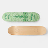 Caduceus with Leaves Background Skateboard Deck (Horz)