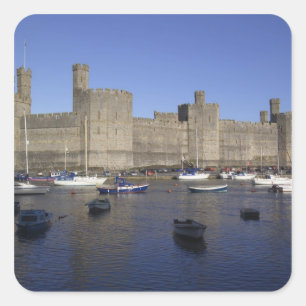 Caernarfon Castle, Gwynedd, Wales (RF) Vierkante Sticker
