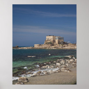 Caesarea ruïnes van de haven gebouwd door Herodes Poster