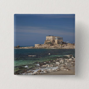 Caesarea ruïnes van de haven gebouwd door Herodes Vierkante Button 5,1 Cm