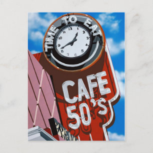 Cafe 50's Retro Diner Painting Briefkaart