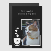 Café animaux photo noir blanc carte magnétique (Devant / Derrière)