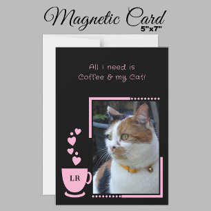 Café animaux photo noir rose carte magnétique