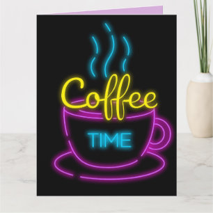 CAFÉ ANNIVERSAIRE GRAND NEON RETRO CARTE FRAMABLE