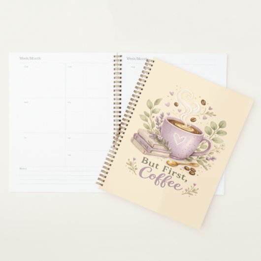 Café aquarelle lavande cosy (Devant avec enveloppe)