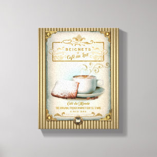Café au Lait & Beignets Canvas Afdruk