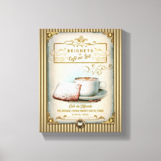 Café au Lait & Beignets Canvas Afdruk (Voorkant)