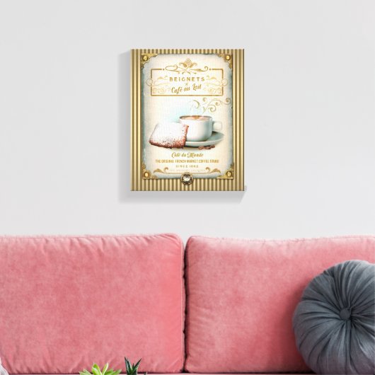 Café au Lait & Beignets Canvas Afdruk (Insitu (Woonkamer))