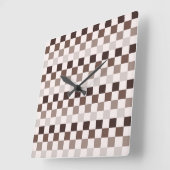 Cafe Au Lait checkerboard pattern Vierkante Klok (Hoek)