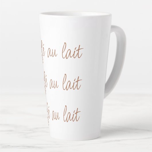 Café au lait | Eenvoudige stijlvolle schrijftypogr Latte Mok (Rechterhoek)