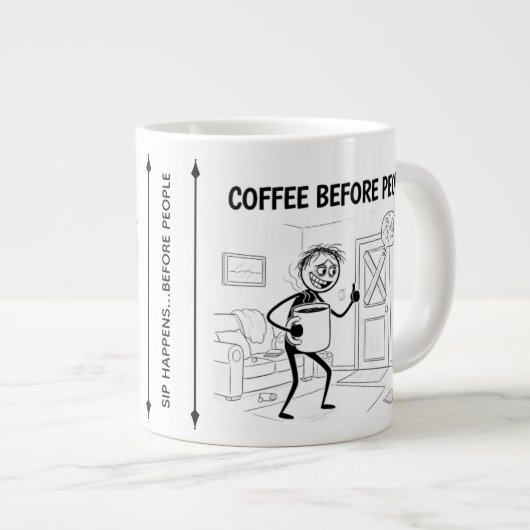 Café avant les gens Mug - Funny Coffee Cup (Devant droit)