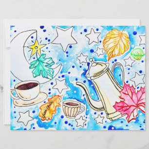 Café avec l'art des feuilles d'automne