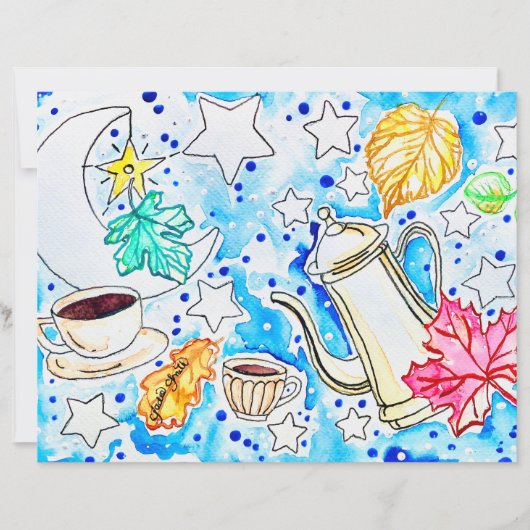 Café avec l'art des feuilles d'automne (Devant)