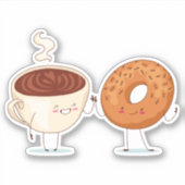 Café & Bagel ou beigne - Sticker (Devant)