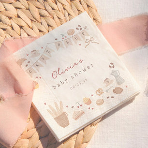 Cafe Bebe Aquarel Handgetekende Baby Shower Servet