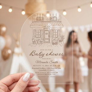 Cafe Bebe Baby Shower Acryl Uitnodigingen