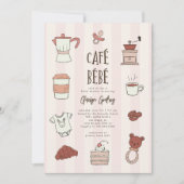 Cafe Bebe Baby shower rose Invitation (Devant)