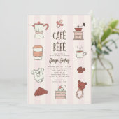 Cafe Bebe Baby shower rose Invitation (Debout devant)