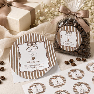 Cafe Bebe Bow Coffee Baby Shower Feestje Ronde Sticker