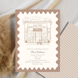 Cafe Bebe Coffeeshop Neutrale Baby Shower Uitnodig Kaart