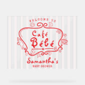 Café Bébé Frans Roze Rood Meisje Baby shower Welko Acryl Bord (Voorkant)