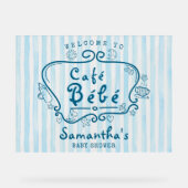 Café Bébé French Blue Boy Baby shower Bienvenue (Recto)