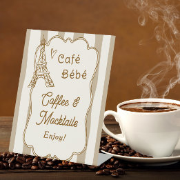 Cafe Bebe French Coffee Drinks Station Tabletop Reclamebord Met Voetstuk