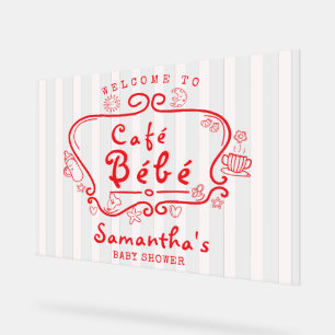 Café Bébé French Pink Red Girl Baby shower Bienven