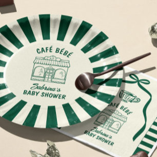 CAFÉ BÉBÉ GROENE KOFFIE Baby Shower Papieren Bordje