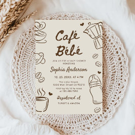 Cafe Bebe Hand Drawn Coffee Baby Shower Kaart