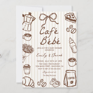 Cafe Bebe Hand Getekende Koffie Baby Shower Uitnod Kaart