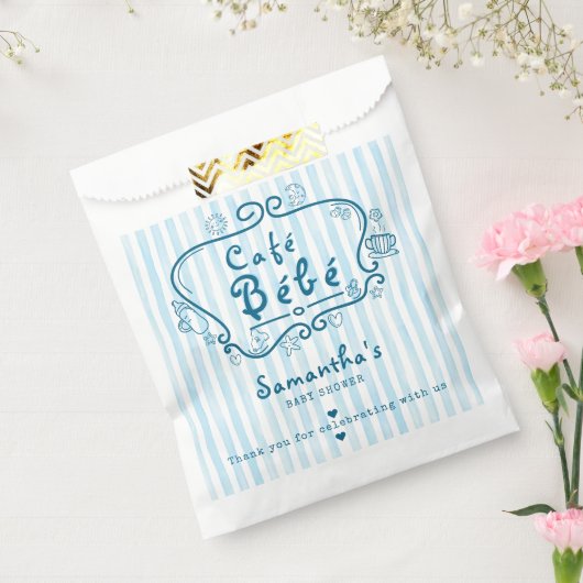 Café Bébé Modern Frans Schattige Blue Boy Baby sho Bedankzakje (Gezegeld)