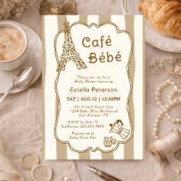 Cafe Bebe Parisiaanse koffiebar thema baby shower Kaart