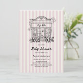 Cafe Bebe Roos Stripes Baby shower Kaart (Staand voorkant)
