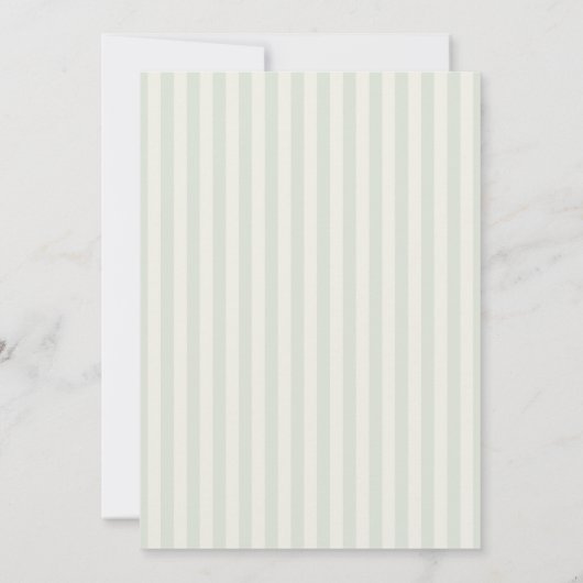 Cafe Bebe Sage Stripes Baby shower Kaart (Achterkant)