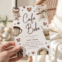 Cafe Bebe' Watercolor Coffee Baby Shower Kaart