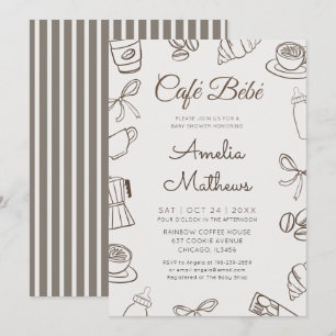 Cafe Bebe Whimsical Coffee & Bow Baby Shower Kaart