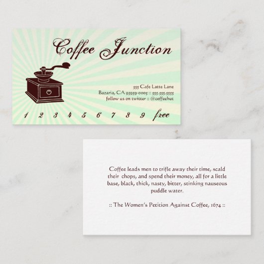 Café Boisson Punch / Carte de fidélité (Devant / Derrière)