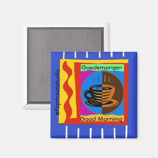 Café, Bonjour, modifier le texte Magnet (Recto/Verso)