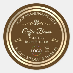 Café Brown Étiquette Gold Frame avec logo