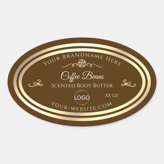 Café Brown Étiquette Gold Frame avec logo (Devant)