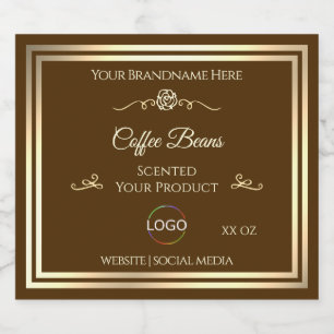 Café Brown Étiquette Gold Frame avec logo