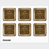 Café Brown Étiquette Gold Frame avec logo (Feuille)