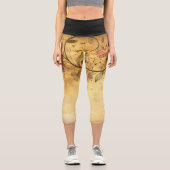 Café Brown Flourish Roses roses Capri Leggings (Recto)