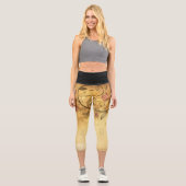 Café Brown Flourish Roses roses Capri Leggings (Recto)