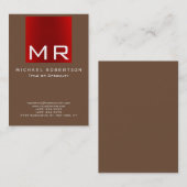 Café Brown Rouge élégant Monogramme Carte de visit (Devant / Derrière)