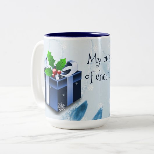 Café cadeau de Noël bleu Mug (Devant gauche)