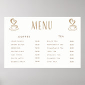 Cafe Cafetaria Prijs Menu Op Maat Gedrukt Poster (Voorkant)