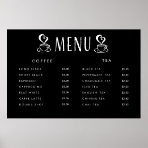 Cafe Cafetaria Prijs Menu Op Maat Gedrukt Poster