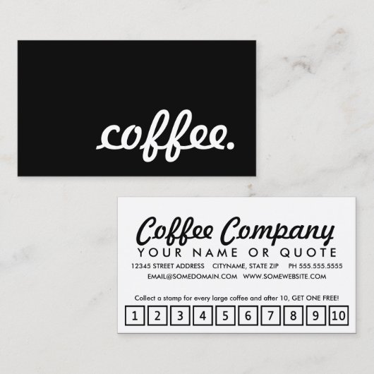 café. carte perforée de fidélité (Devant / Derrière)